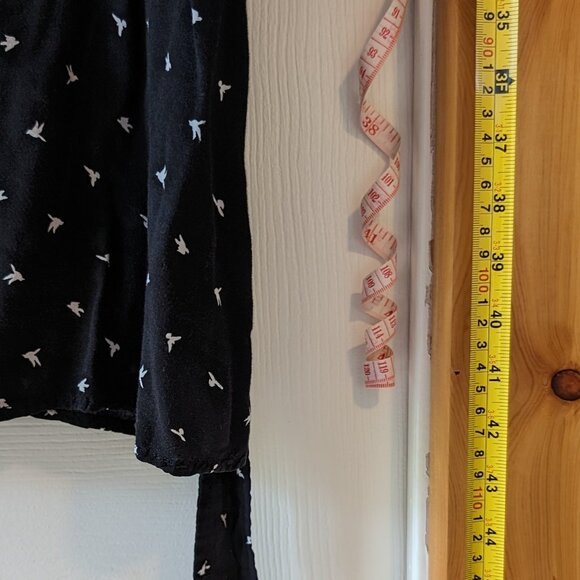 Black with white bird polka dot shirt dress with belt 14 - Picture 5 of 9